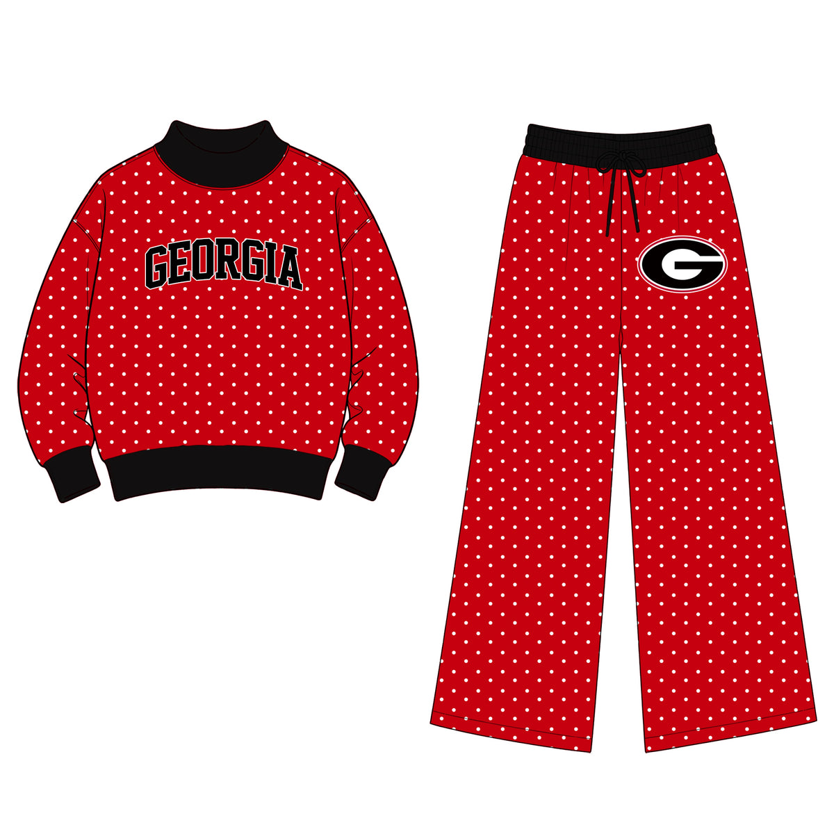 Preorder (moq5) Baby Girls Georgia Polka Dots Choker Top Flare Pants Team Clothes Set