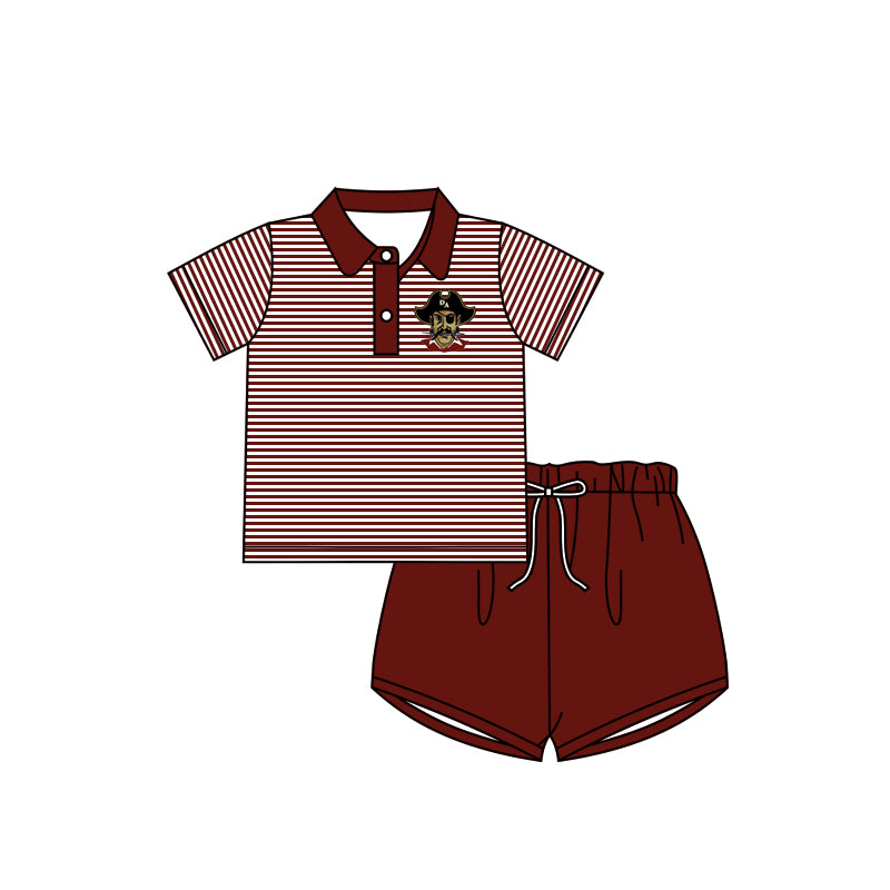 preorder(moq 5) Baby Boys Raiders Wine Team Tee Shirt Shorts Clothes Sets