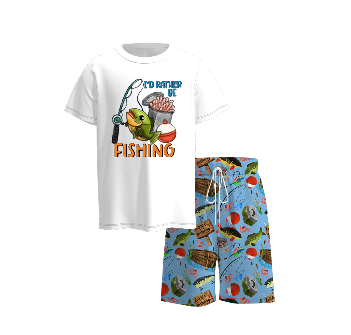 Baby Boys Fishing Top Shirt Shorts Summer Clothes Sets Preorder(moq 5)
