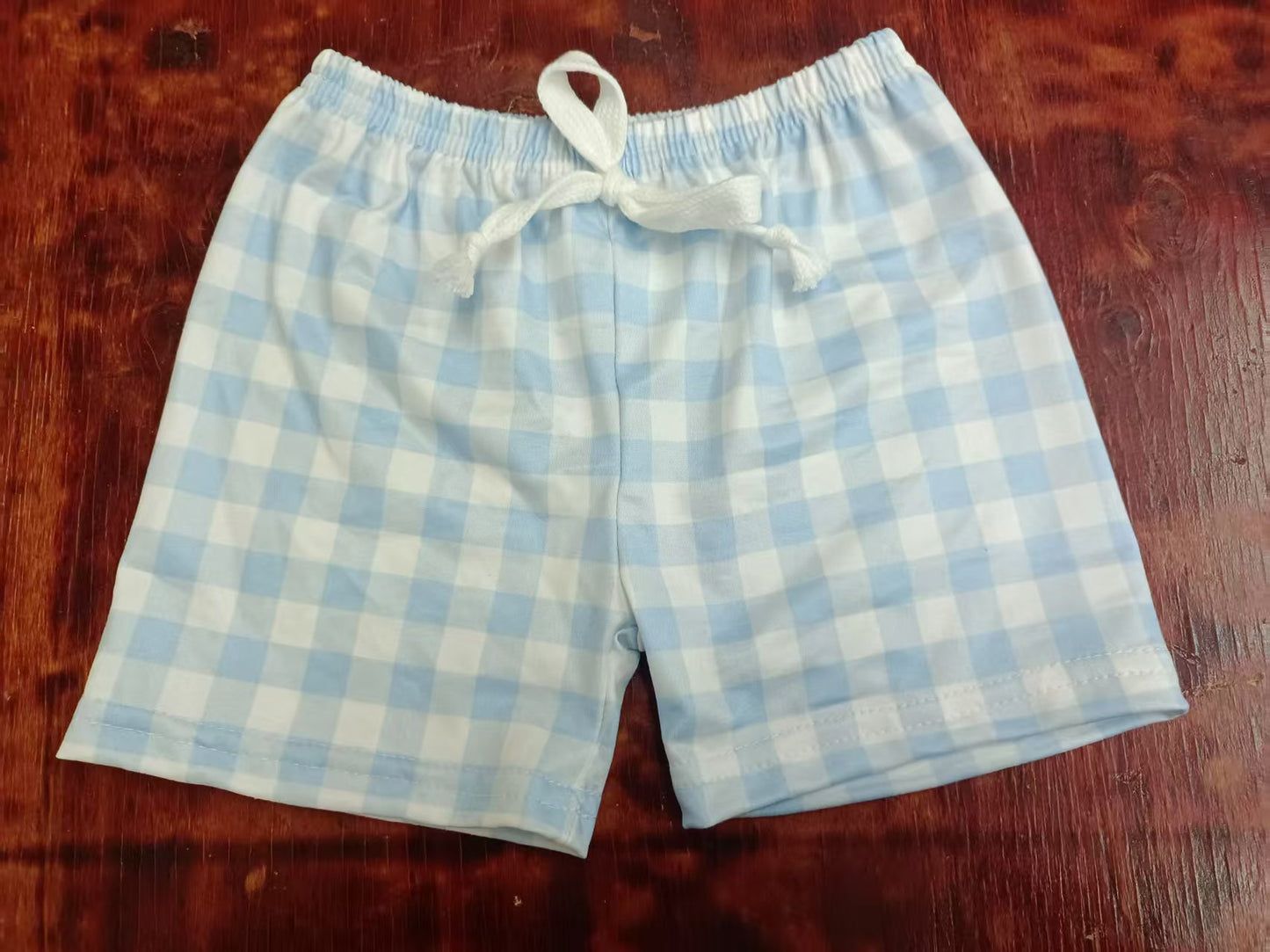 Preorder(moq 5) Baby Boys Light Blue Plaid Summer Shorts Bottoms