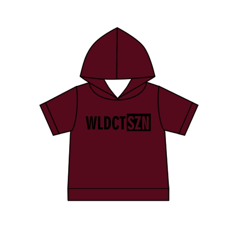 Preorder (moq 5)Baby Boys Short Sleeve Wine Wildctszn Team Hoodies Top
