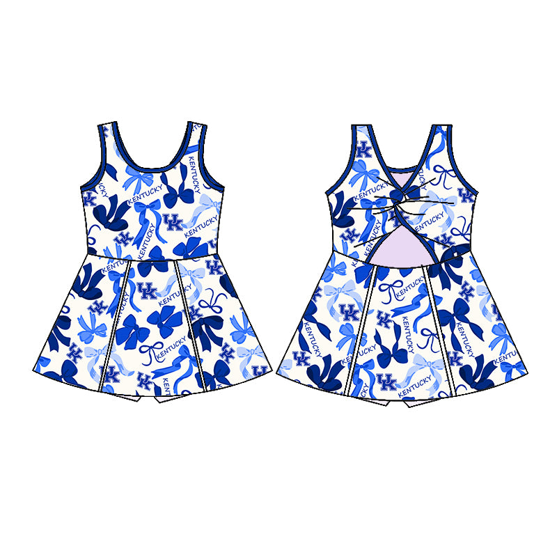 Preorder (moq 5)Baby Girls UK Team Sleeveless Back Bow Straps Dresses