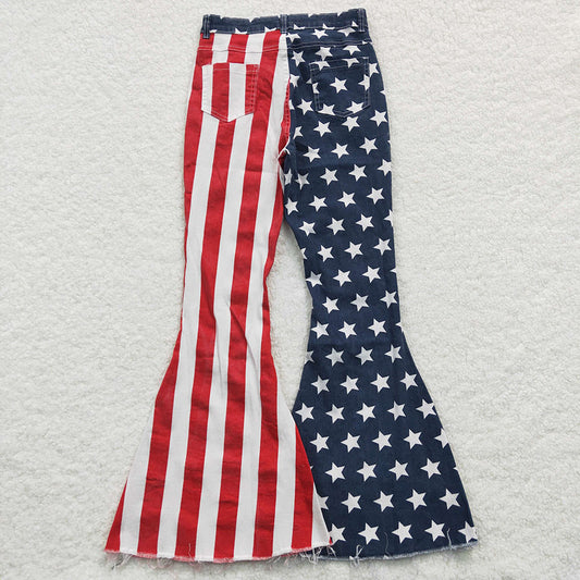 Adult women 4th Of July Stars denim bell pants Jeans