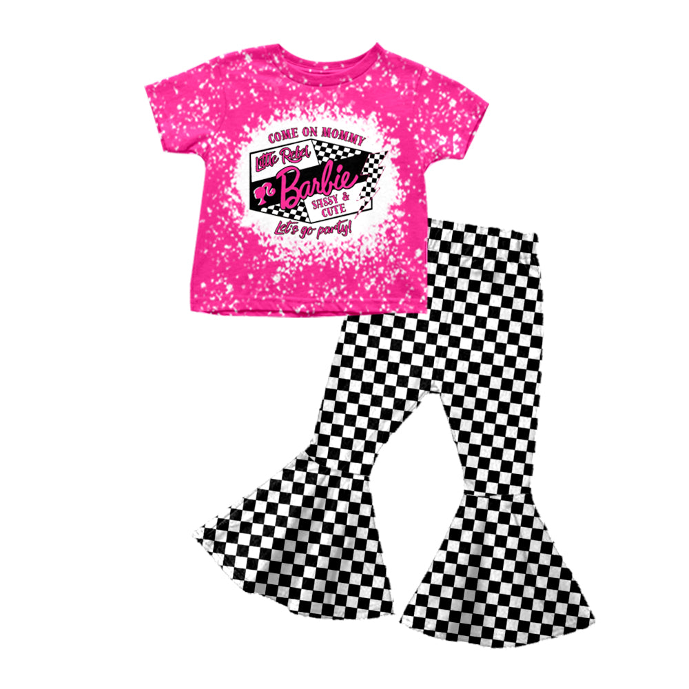 Baby Girls Pink Doll Tee Shirts Top Bell Pants Clothes Sets preorder(moq 5)