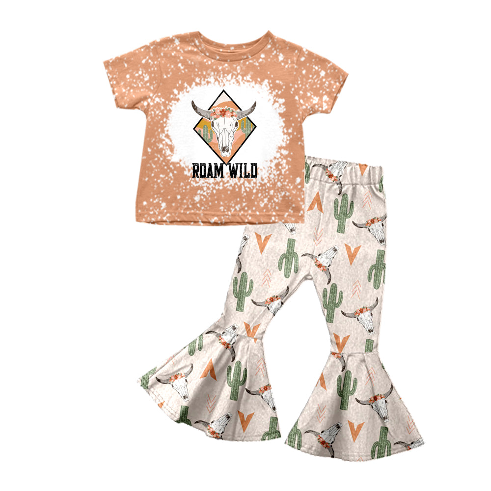 Baby Girls Wild Top Cactus Cow Bell Pants Clothes Outfits Sets preorder(moq 5)