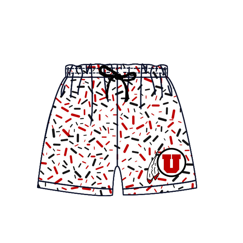 Preorder (moq 5)Baby Boys Red U Drip Team Shorts Bottoms
