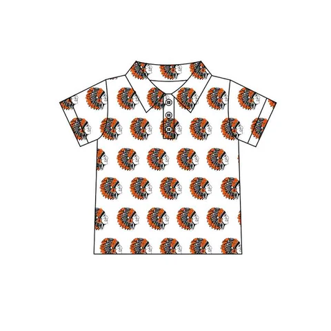 Preorder(moq 5) Baby Boys Orange Indian Team Short Sleeve Tee Pullovers Shirts Tops