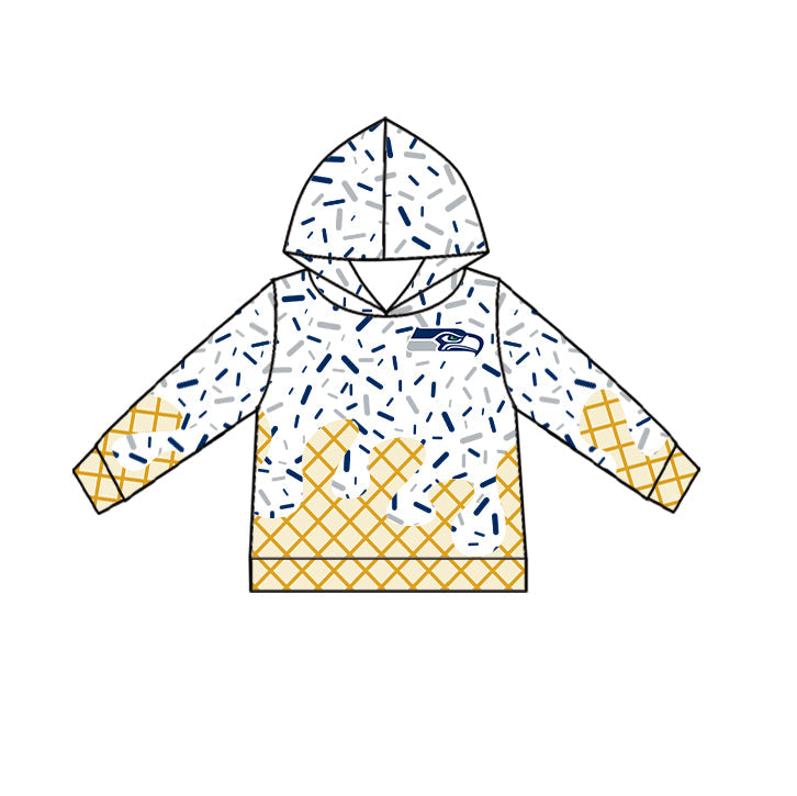 Preorder (moq 5)Baby Boys Drip Sprinkles Seattle Seahawks Team Long Sleeves Hoodies Top