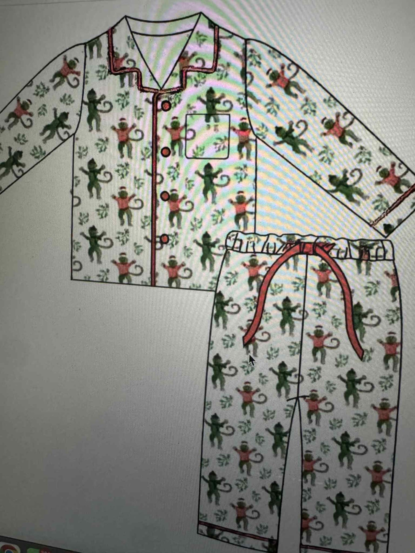 Preorder(moq 8)Baby Boys Christmas Monkey Buttons Top Pants Pajamas Sets