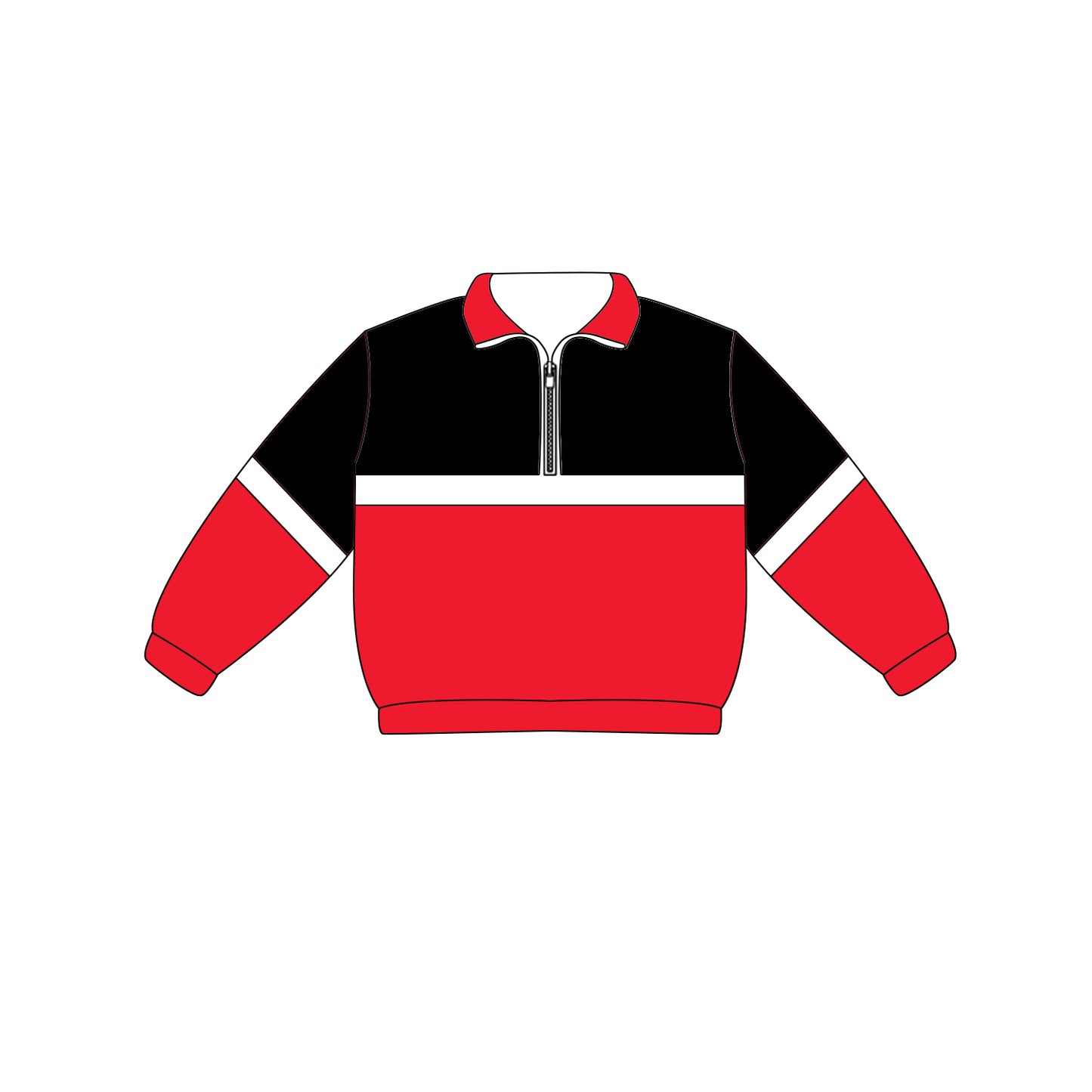 Preorder (moq 5)Baby Boys Long Sleeve Red Black Team Zip Pullovers Tops