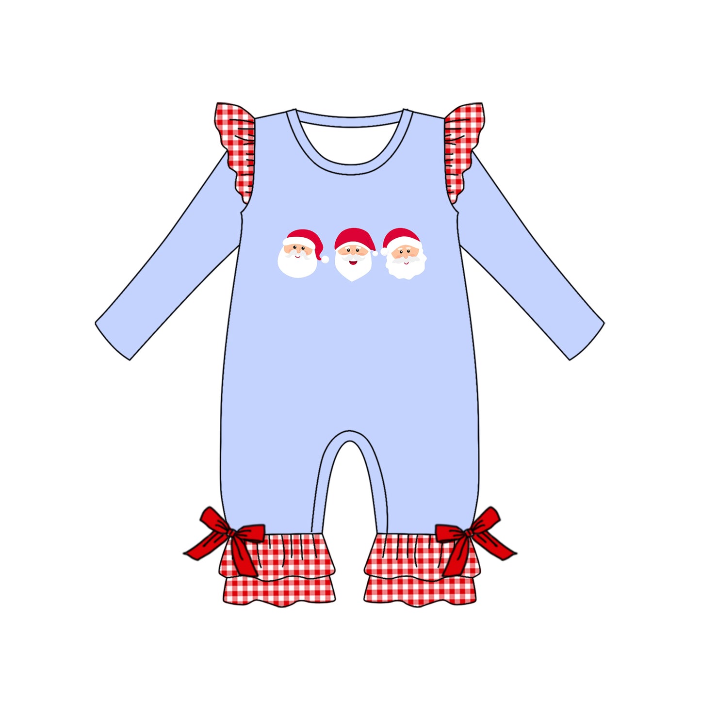 Baby Girls Christmas Santa Blue Rompers preorder(moq 5)