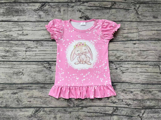 Baby Girls Pink Easter Rabbit Short Sleeve Tee Shirts Tops