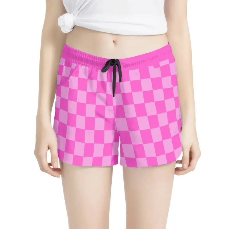 Preorder(moq 5) Adult Women Summer Pink Checkered Shorts Bottoms