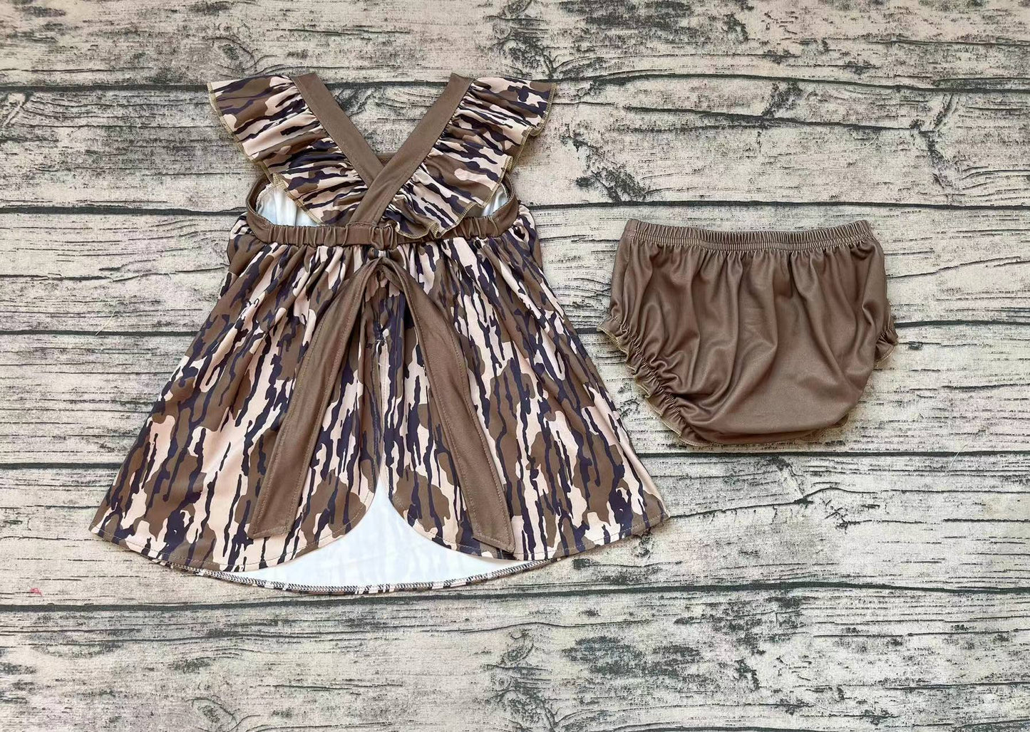 Baby Girls Camo Straps Tunic Top Bummies Clothes Sets