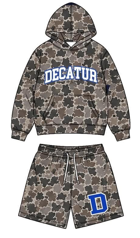 Preorder (moq 5)Baby Boys Brown Camo Decatur Pocket Hoodie Short Team Clothes Sets