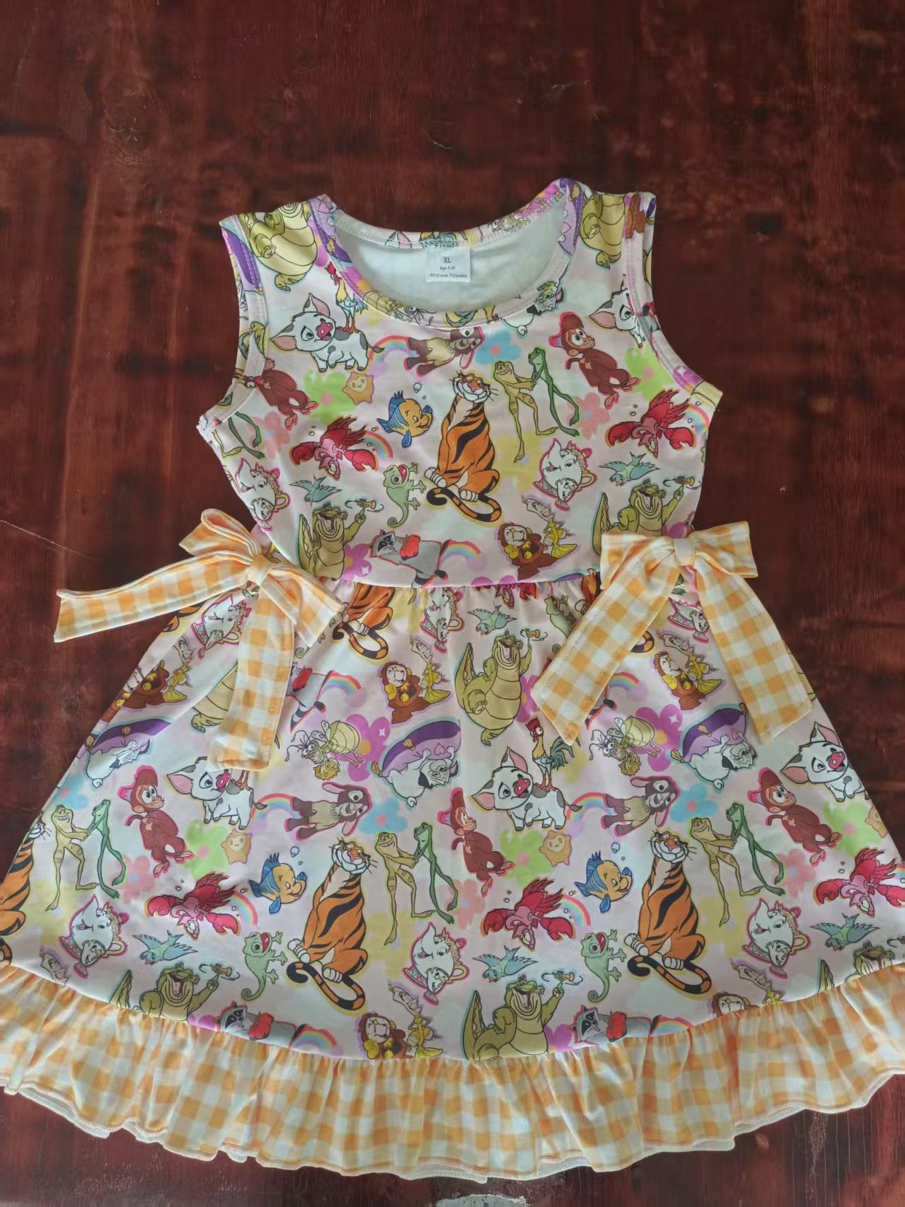Preorder moq 5 Baby Girls Sleeveless Cartoon Animals Knee Length Dress