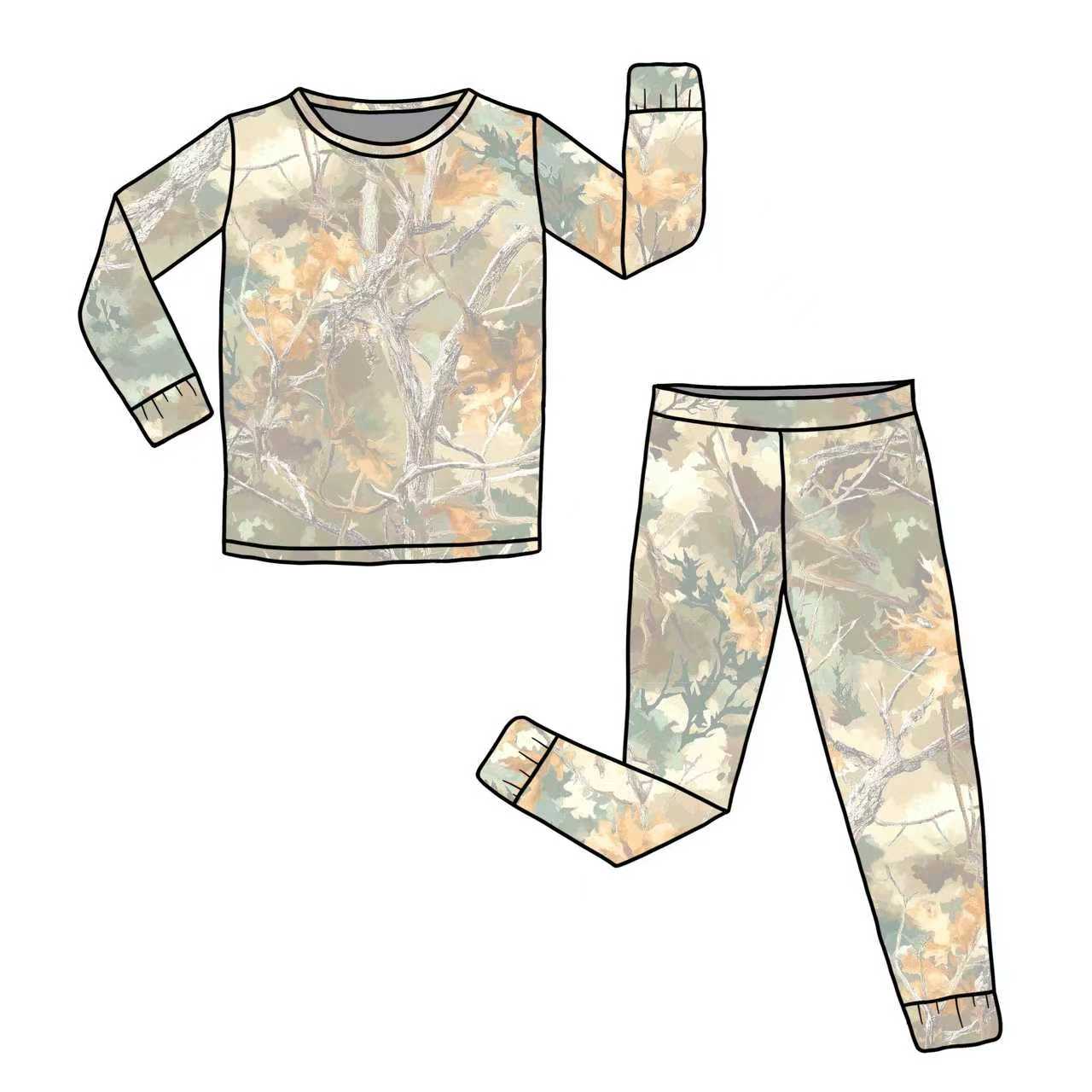 Preorder (moq 5)Baby Girls Southern Leaves Camo Long Sleeve Top Leggings Clothes Set