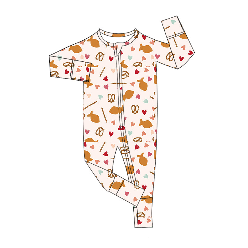 Baby Infant Girls Fishing Cookie Zip Rompers preorder(moq 5)