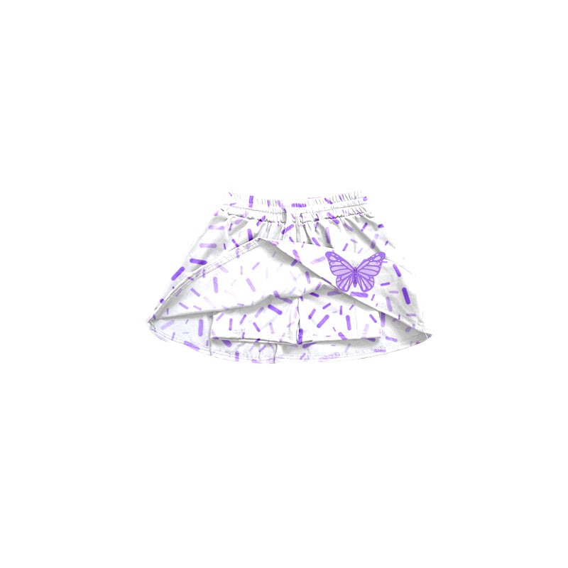 Preorder(moq 5) Baby Girls Team Lavender Butterfly Sprinkles Skort Shorts Bottoms
