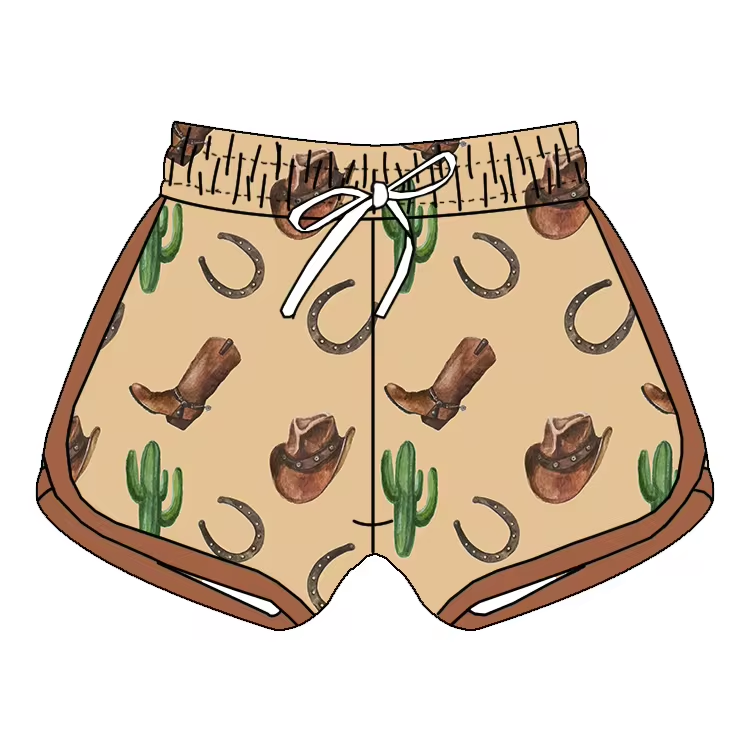 Baby Girls Western Boots Cactus Sports Shorts Bottoms Preorder(moq 5)