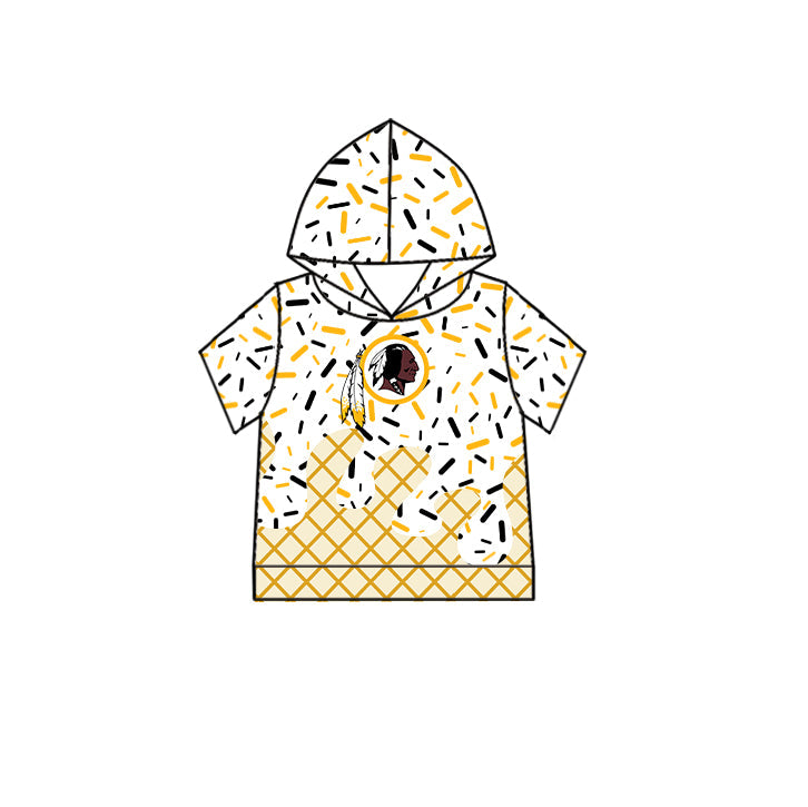 Preorder (moq 5)Baby Boys Drip Sprinkles Washington Redskins Team Short Sleeves Hoodies Top