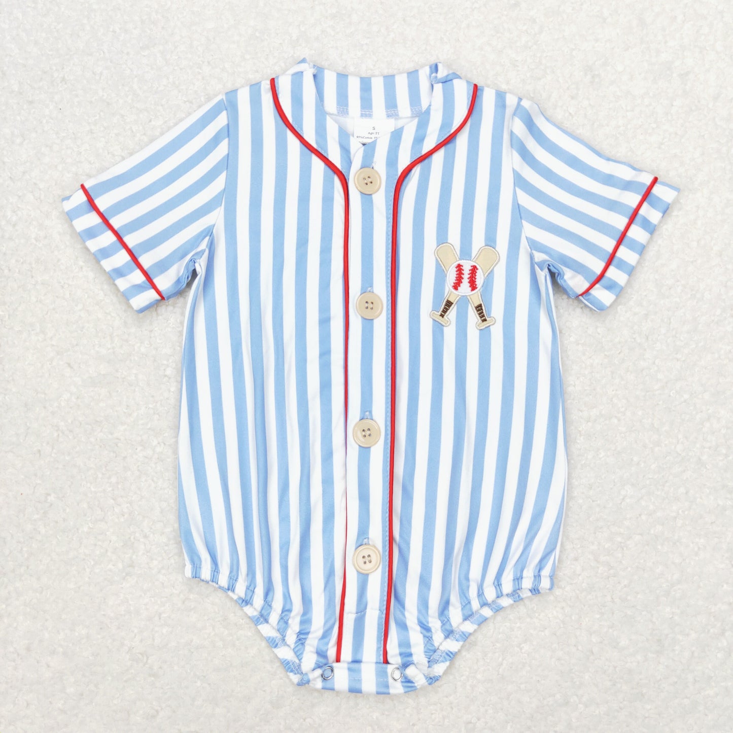 Baby Girls Blue Stripes Baseball Sibling Summer Rompers Clothes Sets