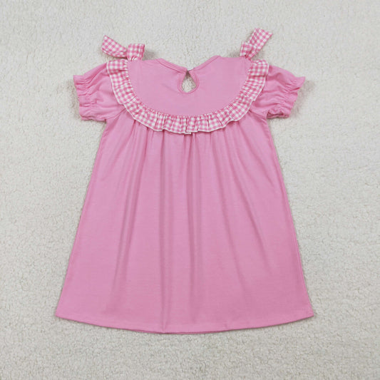 Smocked Crosses Baby Girls Short Ruffle Sleeve Easter Knee Length Dresses