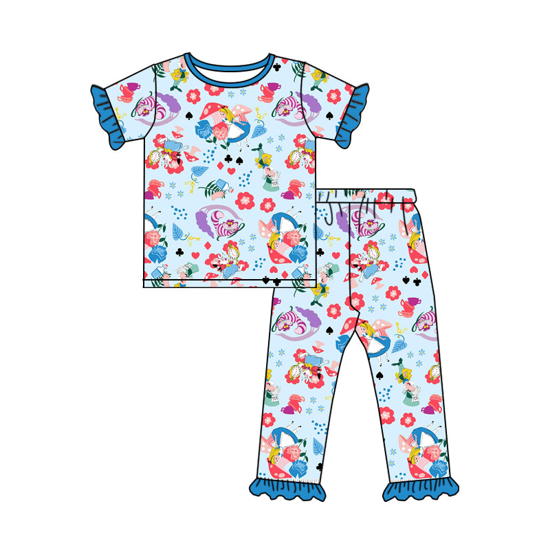 Preorder (moq 5)Baby Girls Alice Princess Shirt Pants Pajamas Clothes Sets