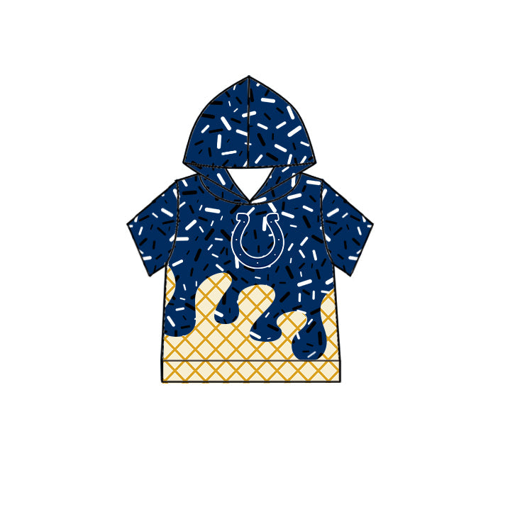 Preorder (moq 5)Baby Boys Navy Drip Sprinkles Indianapolis Colts Team Short Sleeves Hoodies Top