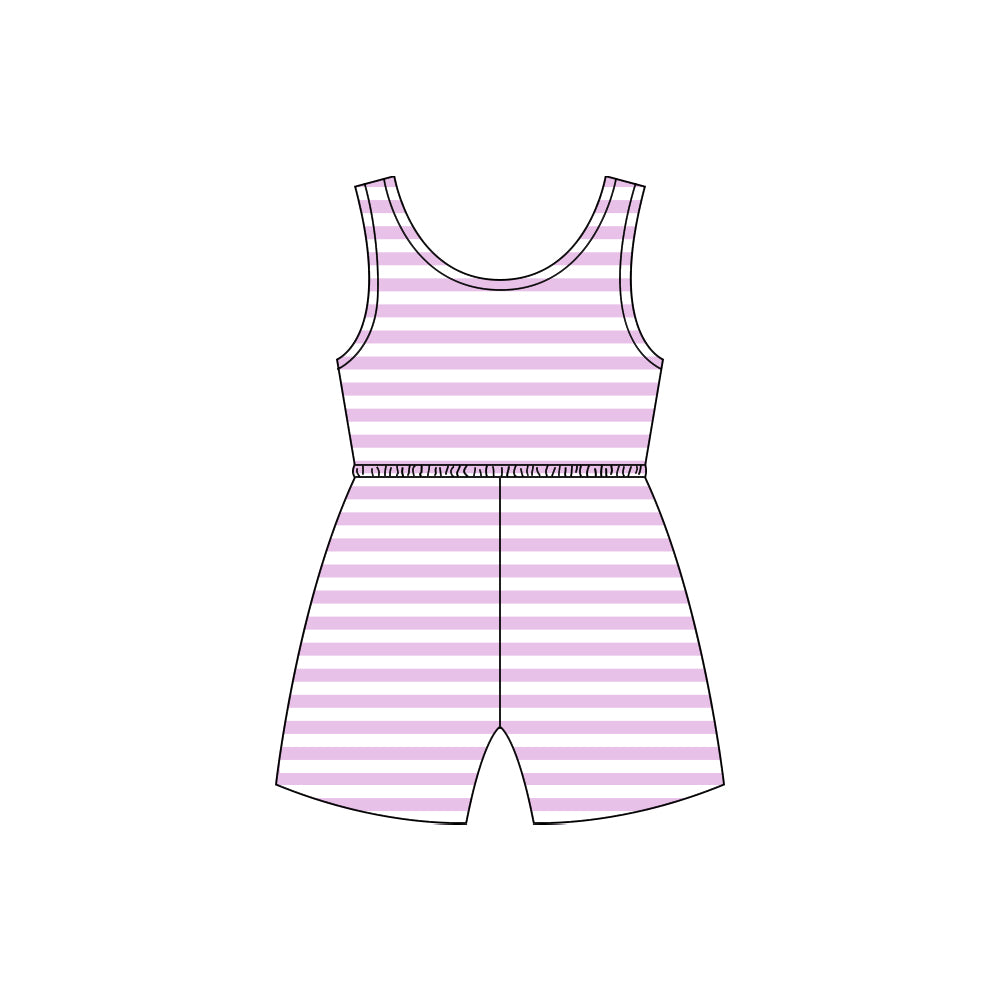 Preorder (moq 5)Baby Girls Lavender Stripes Shorts Summer Jumpsuits