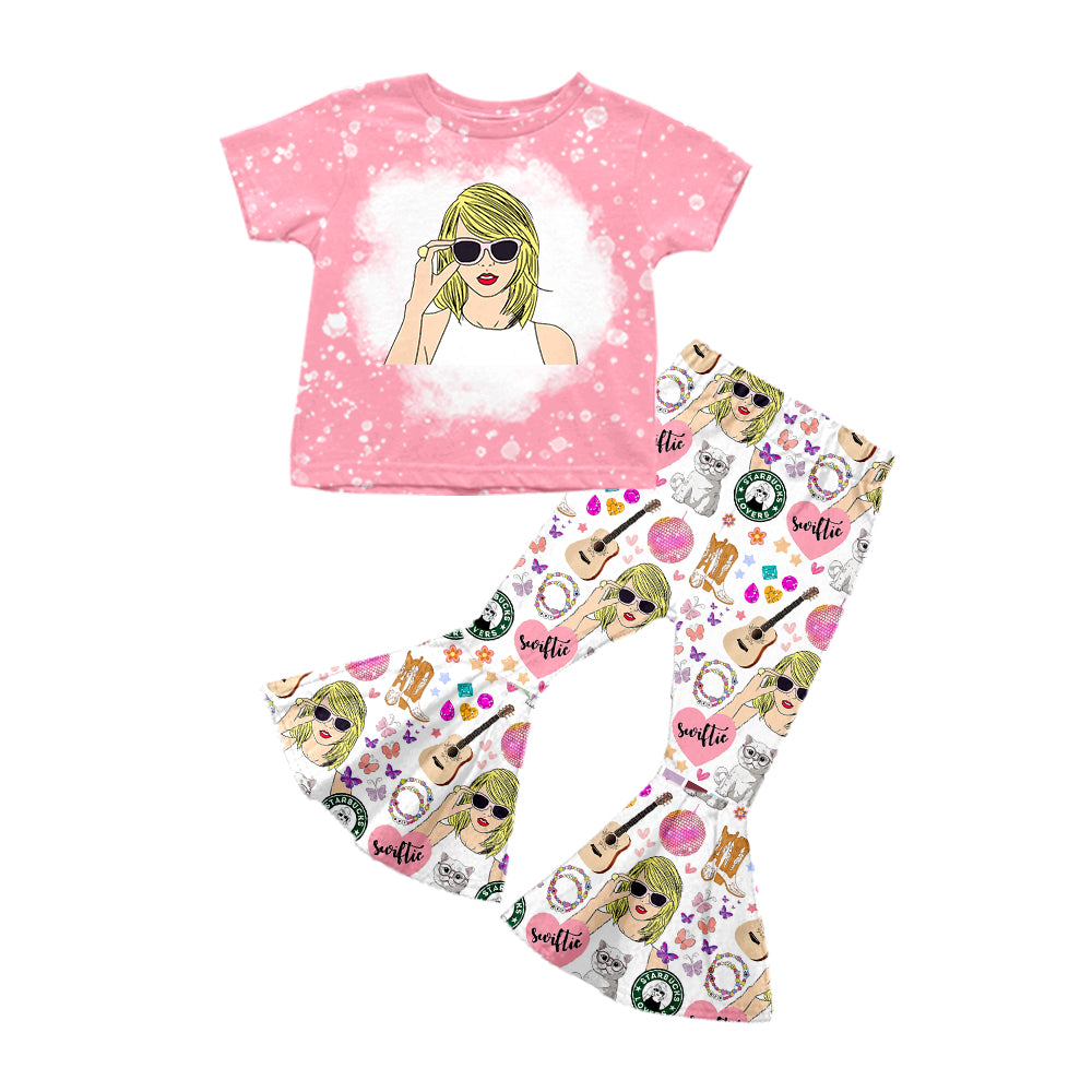 Baby Girls Purple Singer Short Sleeve Tee Shirts Bell Pants Clothes Sets preorder(moq 5)