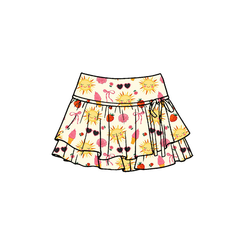Preorder (moq 5)Baby Girls Suns Strawberry Double Ruffle Skirt Shorts Bottom