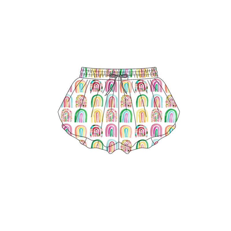 Preorder (moq 5)Baby Girls Colorful Rainbows Ruffle Shorts Bottom