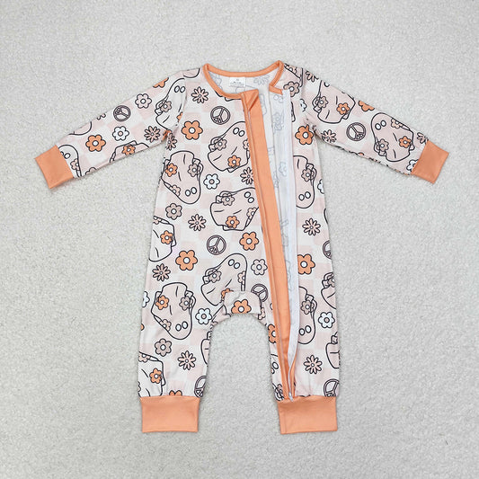 Baby Infant Girls Flowers Ghost Zip Rompers
