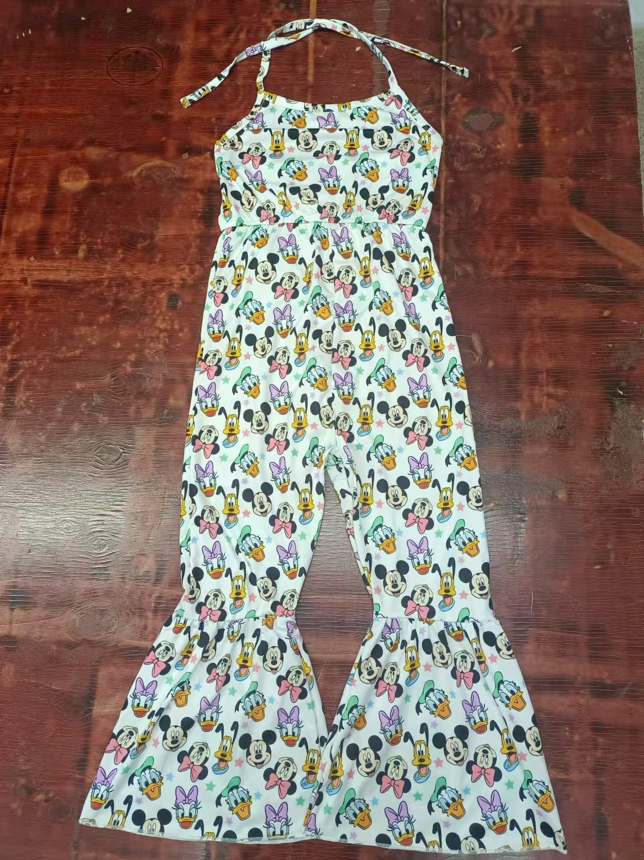 Preorder (moq 5)Baby Girls Cartoon Halter Bell Bottom Jumpsuits