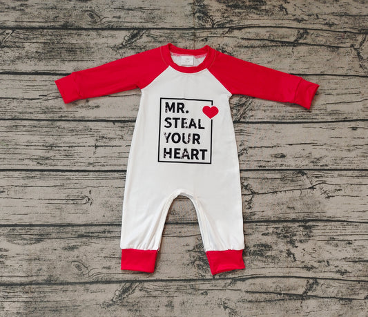 Baby Infant Boys Steal Hearts Valentines Long Sleeve Rompers