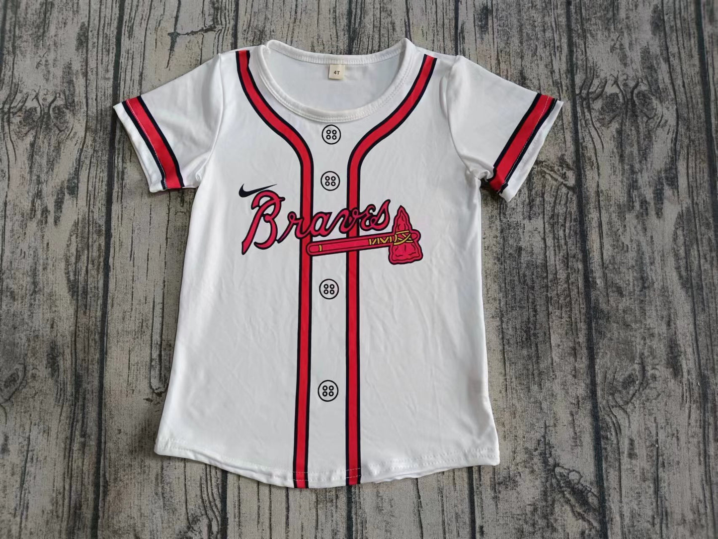Preorder (moq 5)Baby Boys Braves Team Print Short Sleeve Tee Shirts Tops