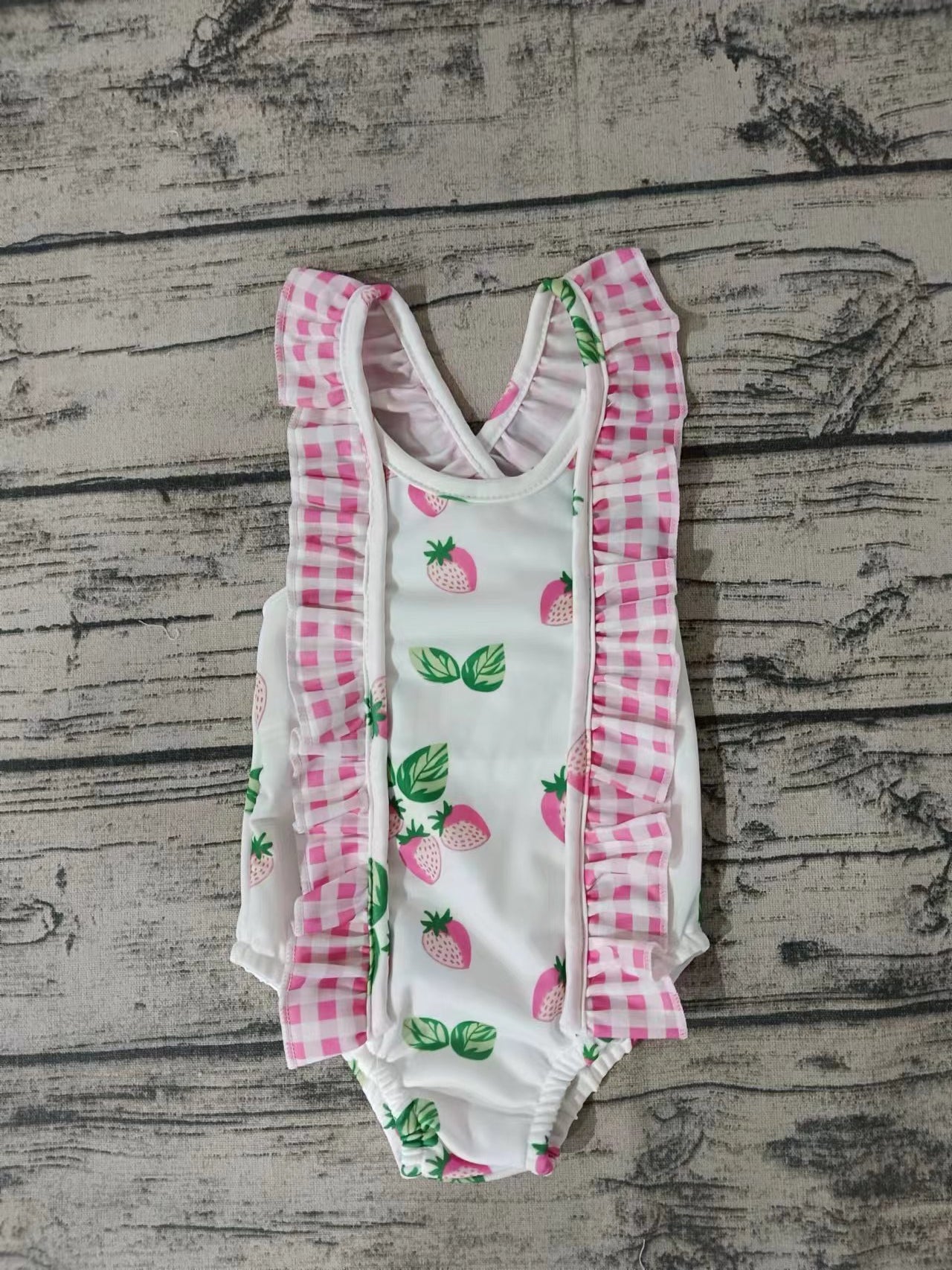 Baby Girls Strawberry Ruffle One Piece Bikini Swimsuits preorder(moq 5)
