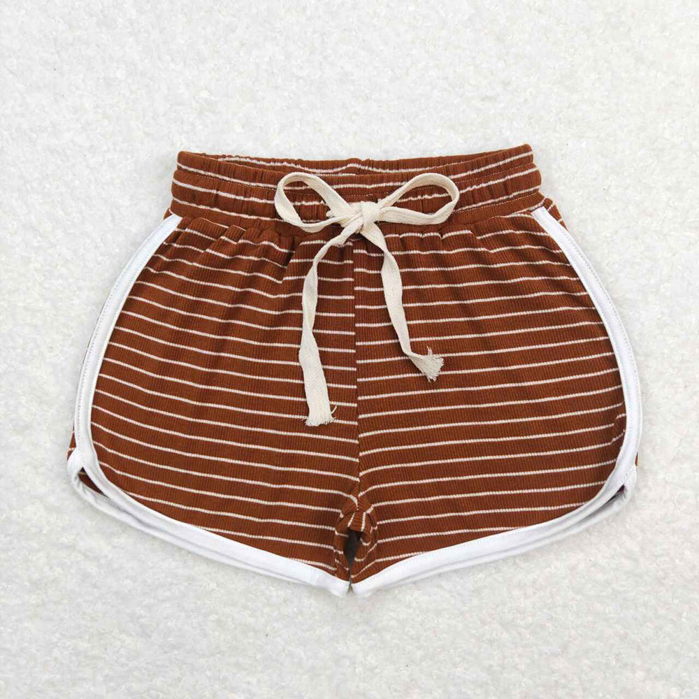 Baby Girls Brown Stripes Summer Sports Design Shorts