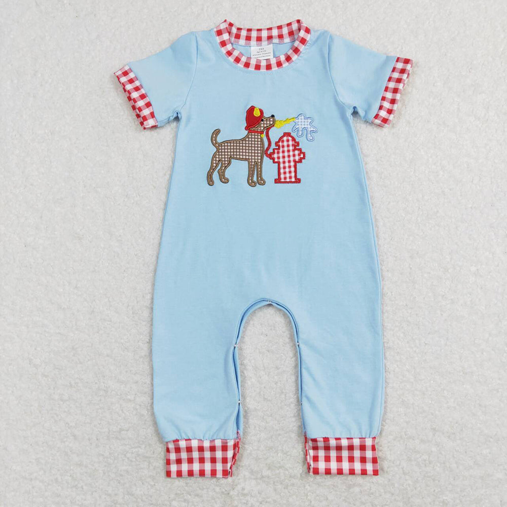 Baby Infant Boys Short Sleeve Dog Fire Rompers