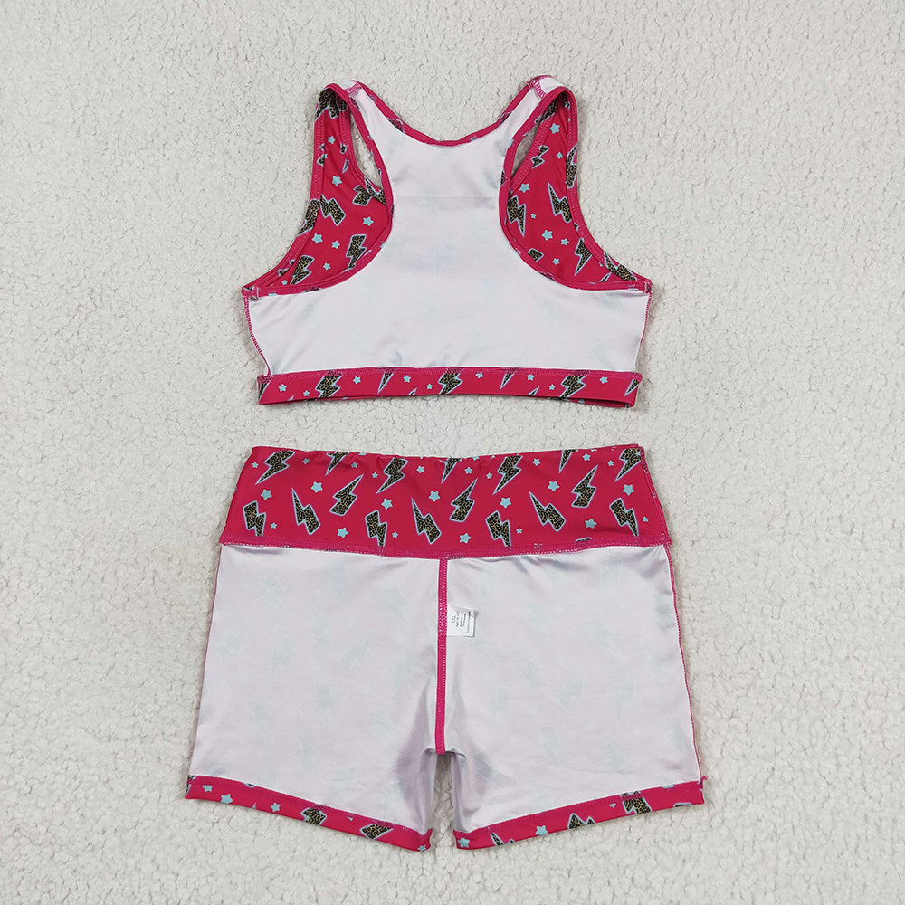 Baby Girls Pink Leopard Flash Crop Tops Shorts Clothes Sets