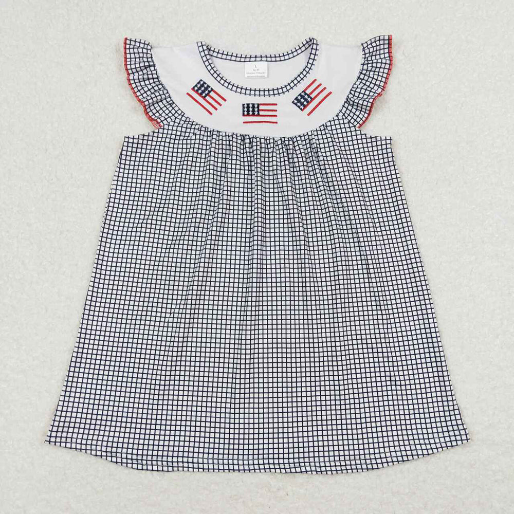 Baby Girls Flag 4th Of July Flutter Sleeve Knee Length Dresses