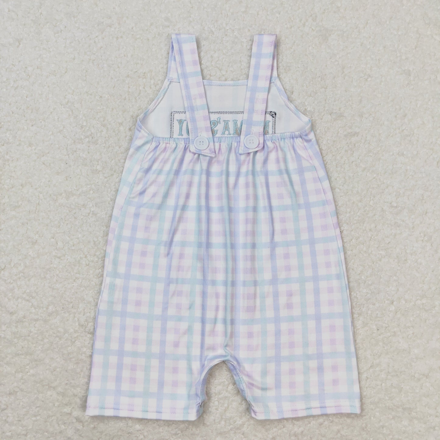 Baby Infant Mama's Boy Checkered Summer Straps Rompers
