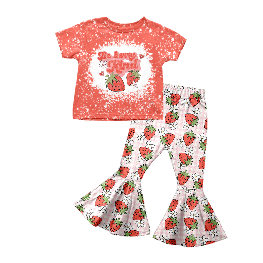 Baby Girls Red Strawberry Tee Bell Pants Clothing Sets Preorder(moq 5)
