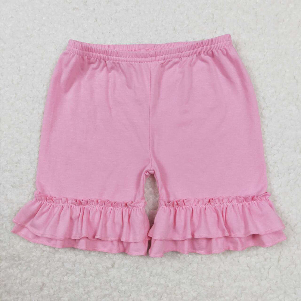 Baby Girls Summer Pink Cotton Double Ruffle Shorts