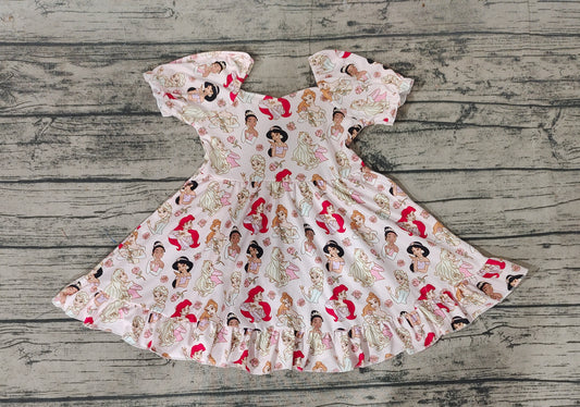 Baby Girls Pink Princess Bubble Sleeve Knee Length Dresses