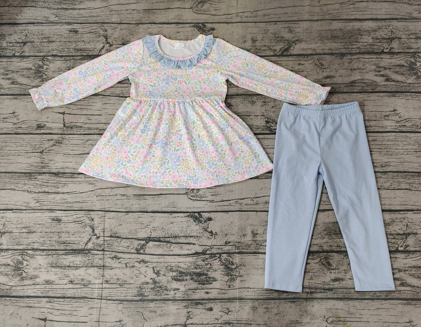 Baby Girls Small Flowrs Long Sleeve Tunic Tops Legging Clothing Sets