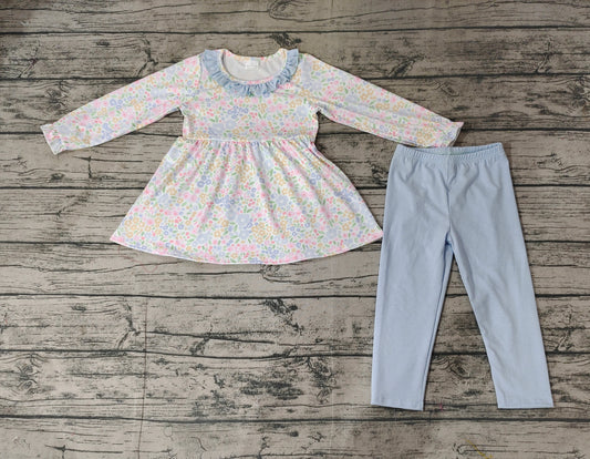 Baby Girls Small Flowrs Long Sleeve Tunic Tops Legging Clothing Sets