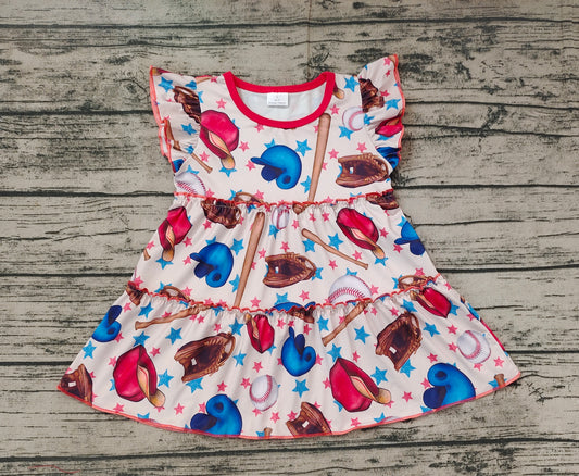 Baby Girls Baseball Stars Flutter Sleeve Tunic Tops