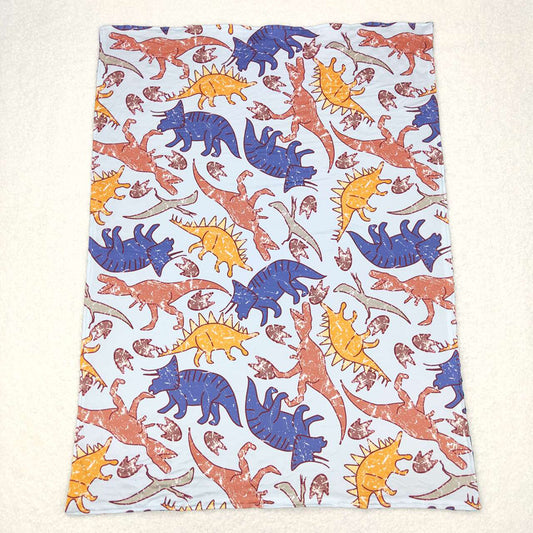 Baby Boys Navy Orange Dinosaurs Minky Blankets